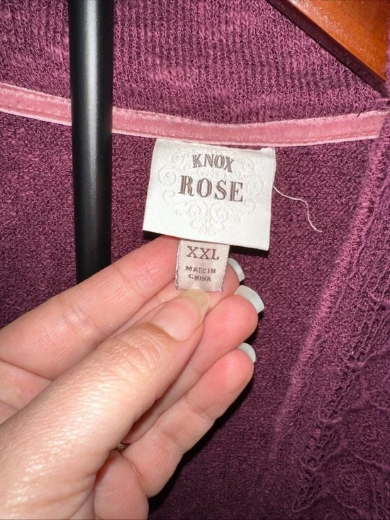 Knox Rose Open-Front Cardigan Sweater - Plum - Picture 3 of 4